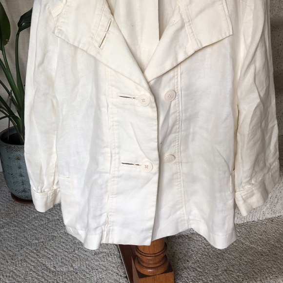 Coldwater Creek Cream Blazer Relaxed Fit Open Front - Picture 4 of 7